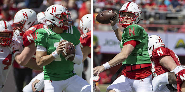 Casey Thompson and Chubba Purdy 2022 Nebraska football spring game